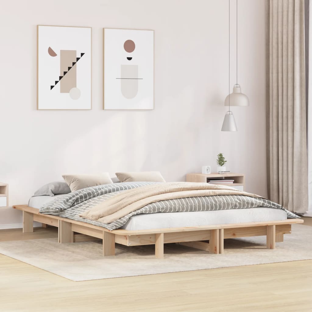 Bed Frame without Mattress 140x200 cm Solid Wood Pine